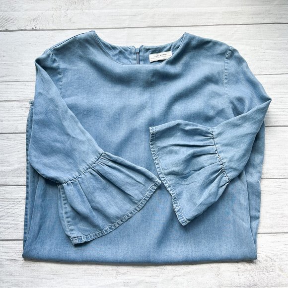 Zara denim dress ruffle sleeve - Picture 9 of 11